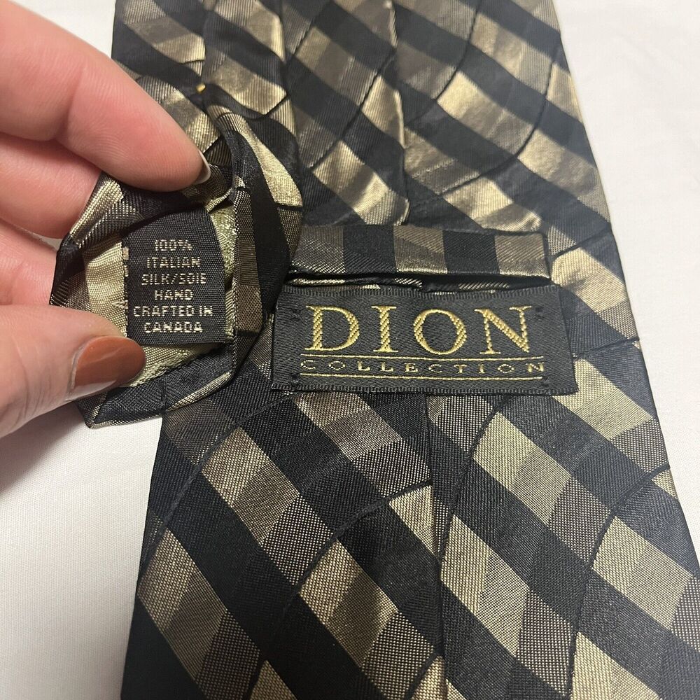 Silk Pointed Neckties Set Of 2 Black Gold Diamond Geometric Office Business Wear - Picture 2 of 5